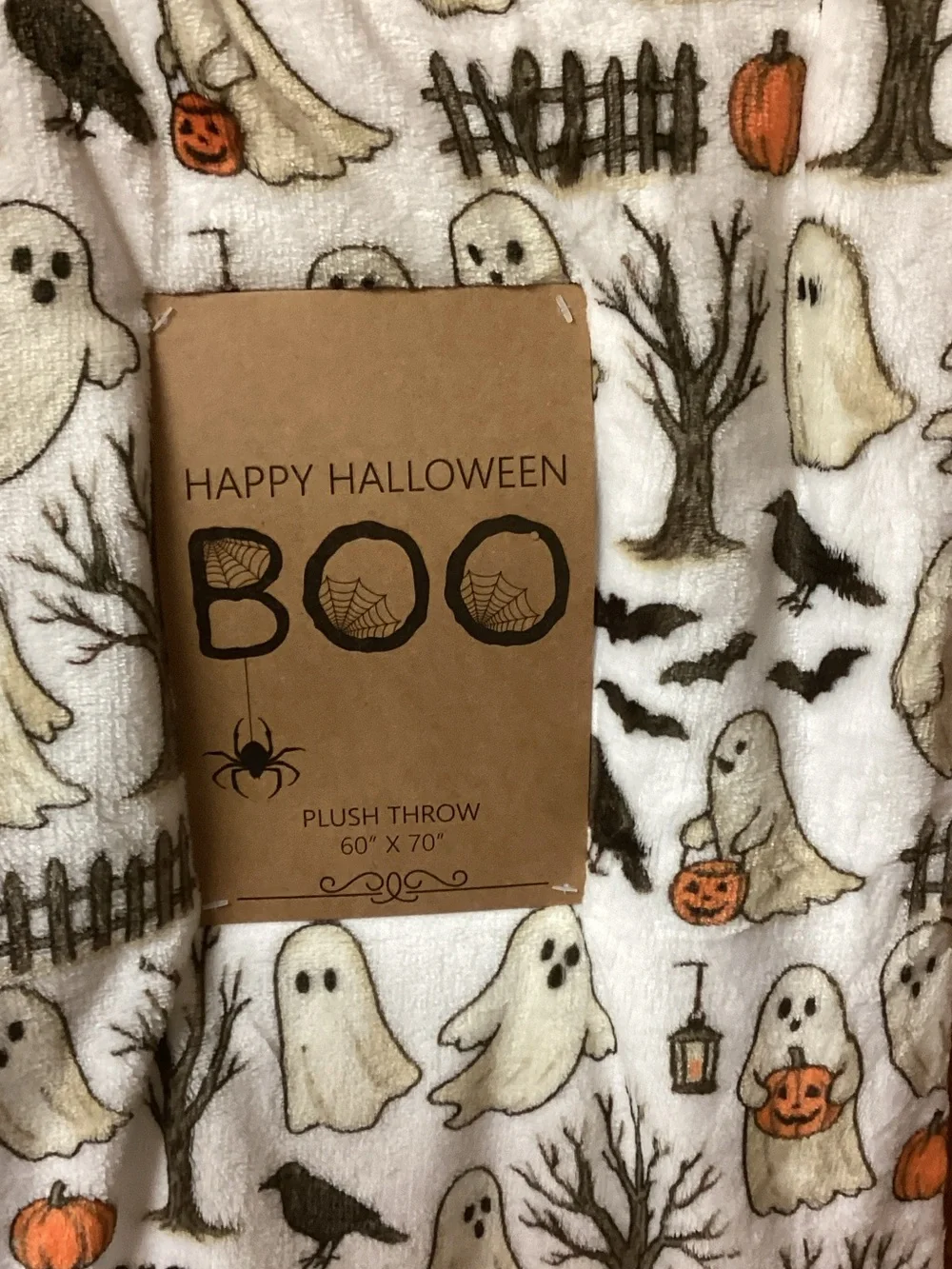 Halloween Ghosts and Crows Throw Blanket 🎃 🐦‍⬛